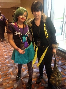 Mya at Anime Wet 2015, cosplaying as a female Joker, with Izaya Orihara of Durarara!!